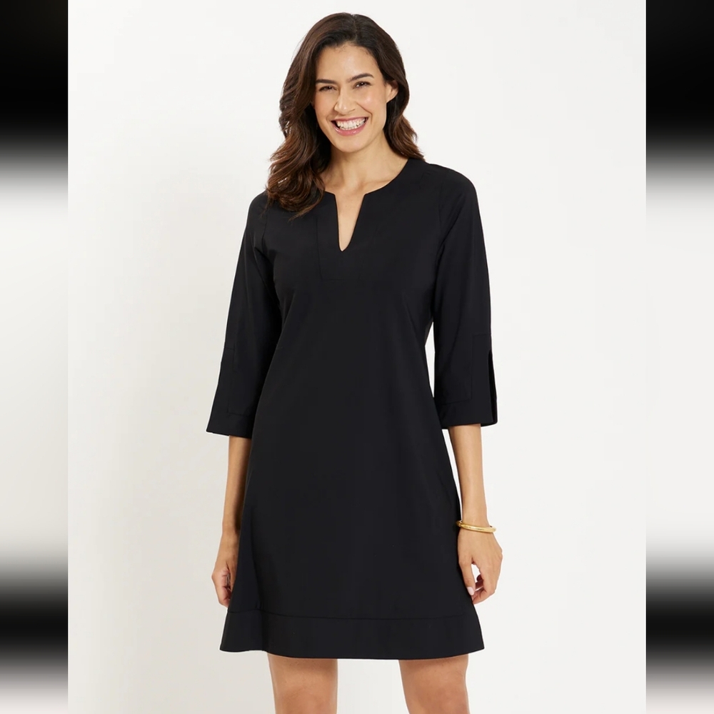 Jude Connally Megan Classic Black Lightweight Judecloth Cloth Dress V Neck - Picture 4 of 8